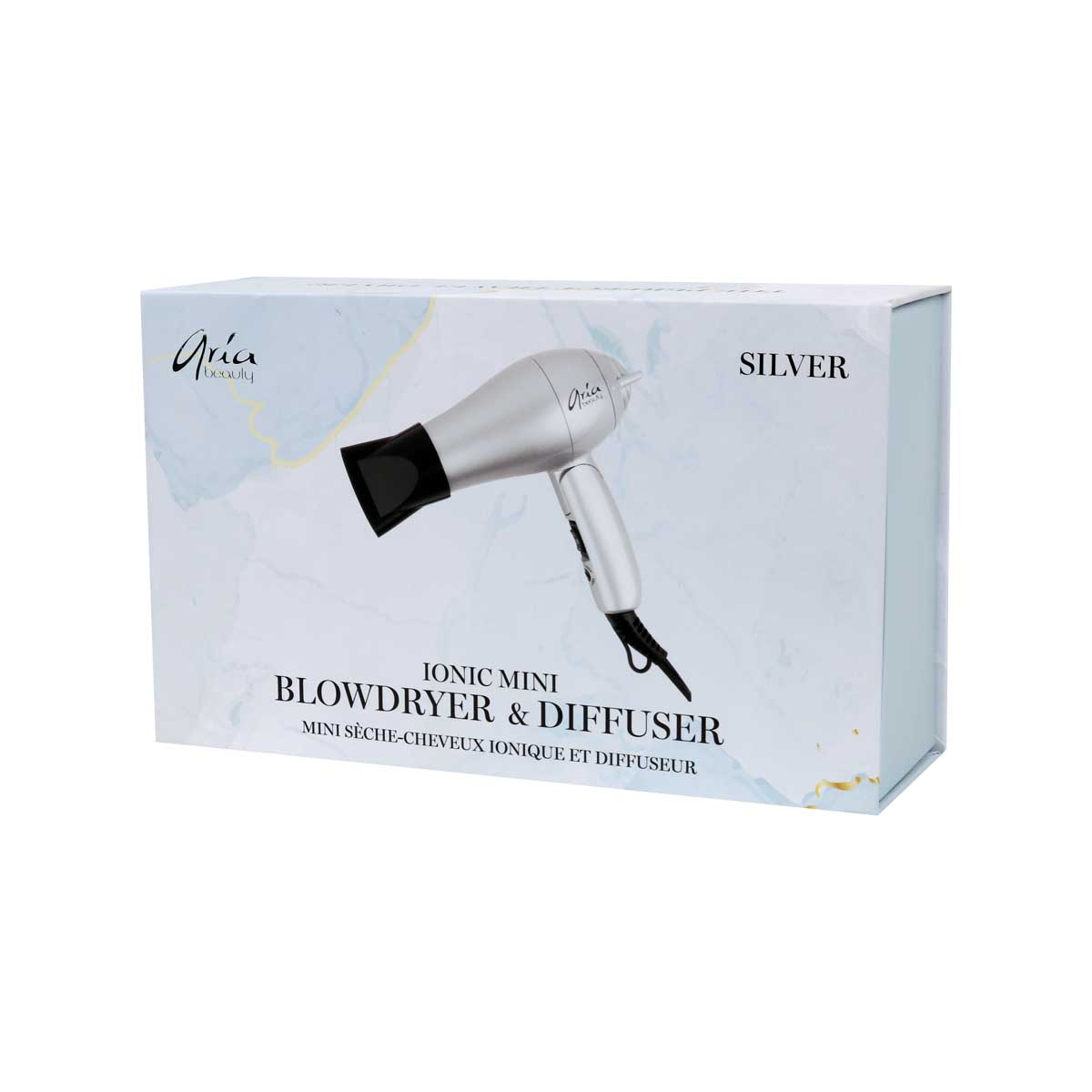 Aria Beauty Blow Dryers Silver Mini Blow Dryer Aria Beauty Blow Dryers Silver Mini Blow Dryer