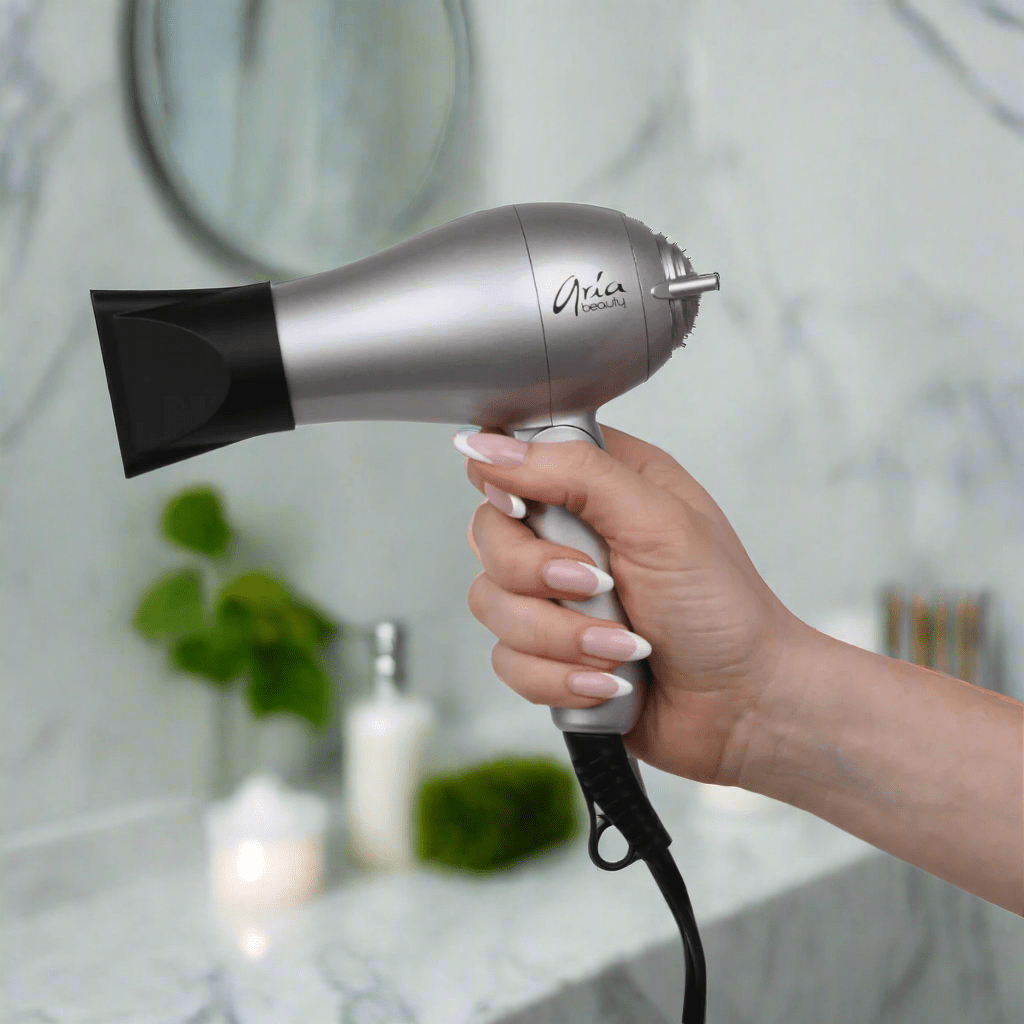Aria Beauty Blow Dryers Silver Mini Blow Dryer Aria Beauty Blow Dryers Silver Mini Blow Dryer