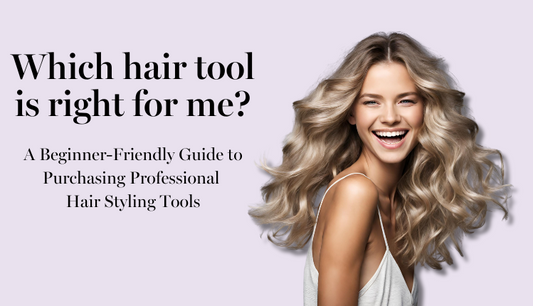Image featuring a woman with blonde hair pondering next to text reading 'Which hair tool is right for me?' This visual explores haircare decisions, offering guidance on selecting the ideal hair styling tool. Enhance your hair routine with informed choices