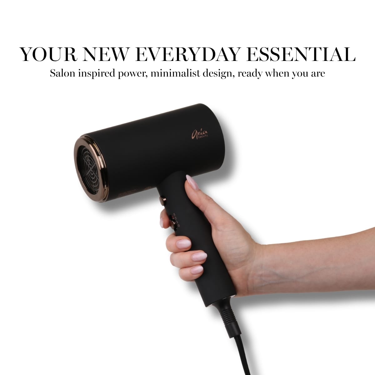 Aria Beauty Blow Dryers Compact Luxe Blowdryer - 1875W Hair Dryer - Black