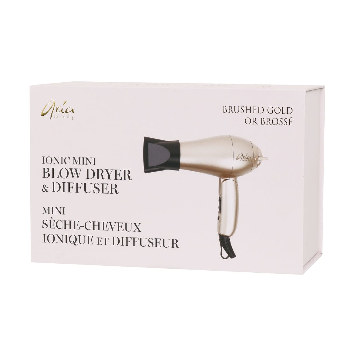 Aria Beauty  Blow Dryers Ionic Mini Blowdryer & Diffuser - Brushed Gold