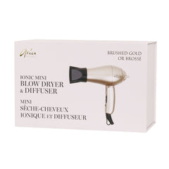 Aria Beauty  Blow Dryers Ionic Mini Blowdryer & Diffuser - Brushed Gold