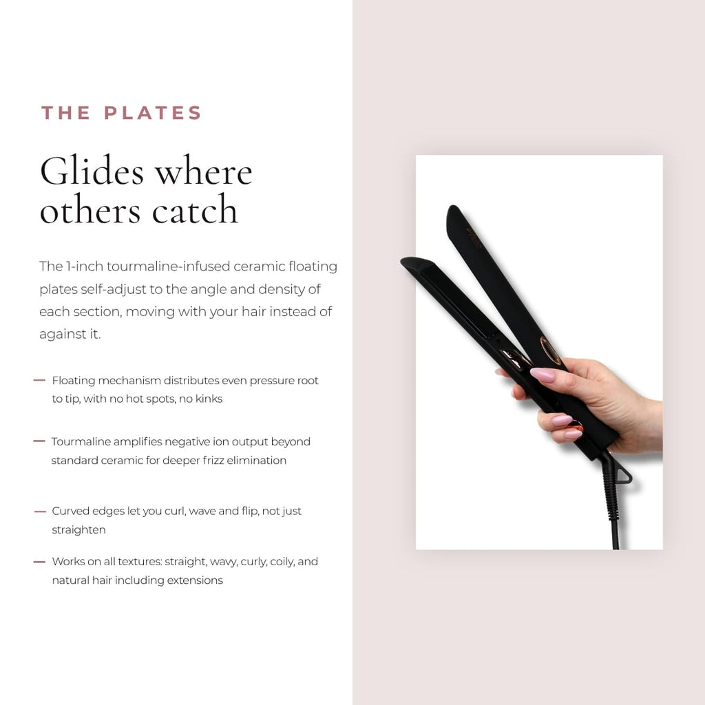Aria Beauty Hair Straightener - Hair Iron 1” Ultra Sleek Black Digital Hair Straightener
