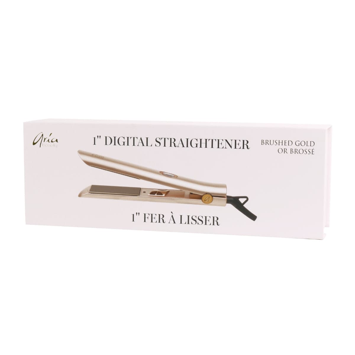 Aria Beauty Hair Straightener - Hair Iron 1” Ultra Sleek Brushed Gold Digital Hair Straightener