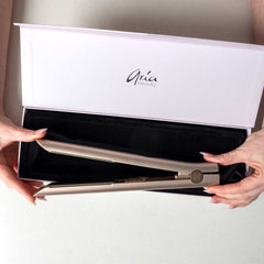 Aria Beauty Hair Straightener - Hair Iron 1” Ultra Sleek Brushed Gold Digital Hair Straightener