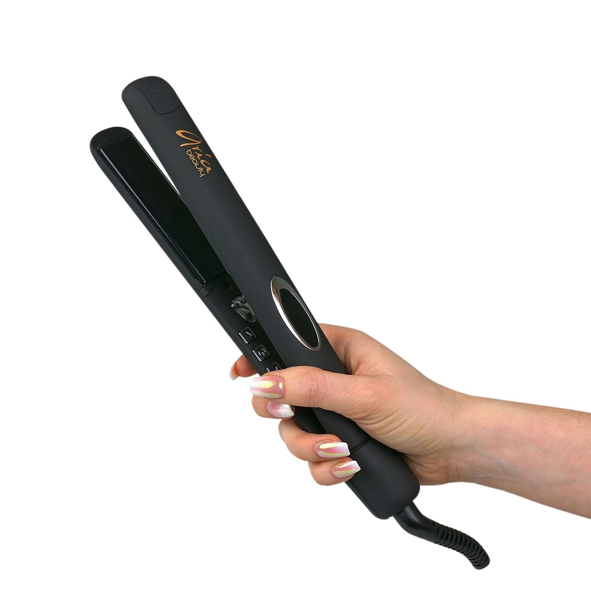 Aria Beauty Hair Straightener - Hair Iron Bestselling 1” Black Infrared Ceramic Hair Straightener