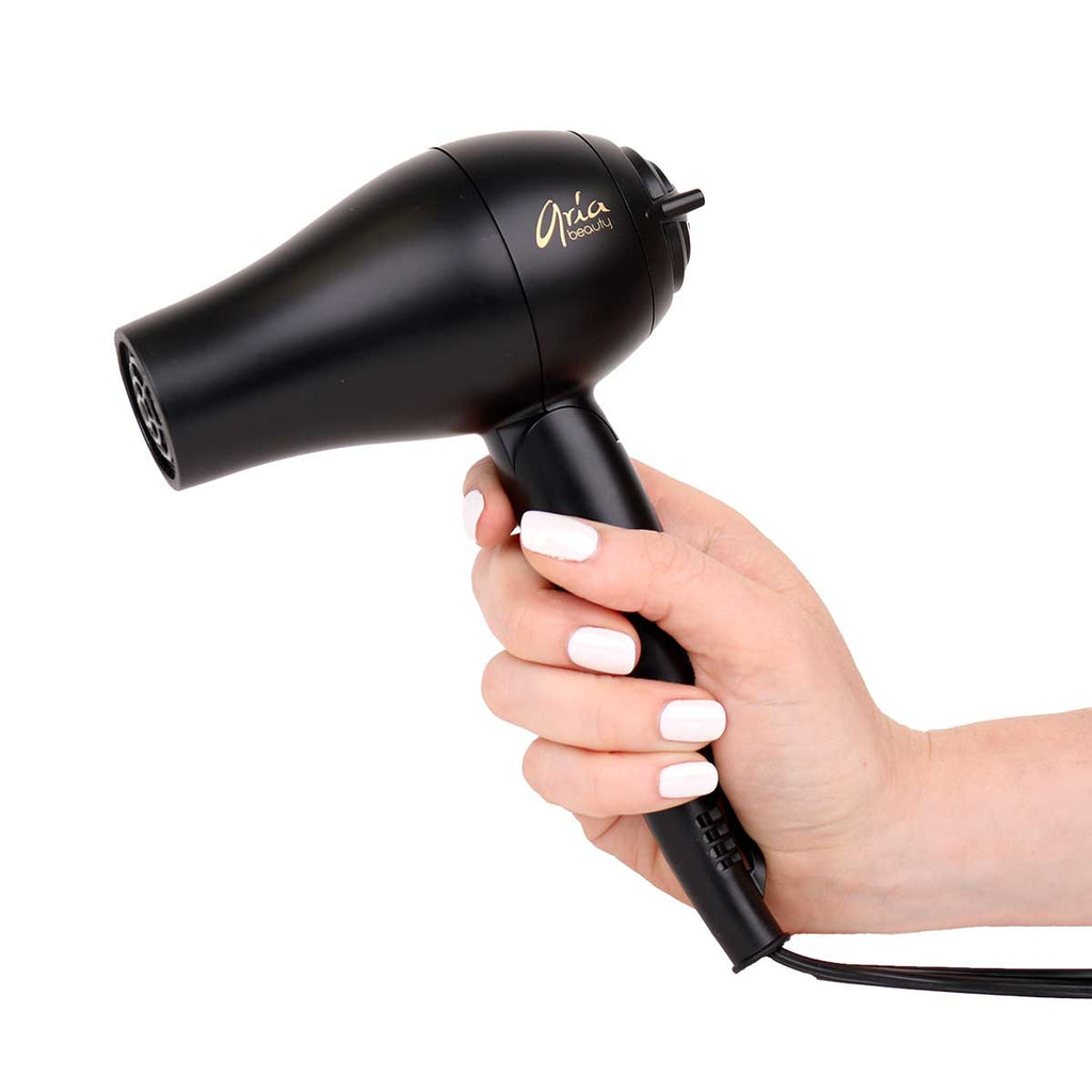 Designed by Hairstylists Black Ionic Mini Blow Dryer – Aria Beauty
