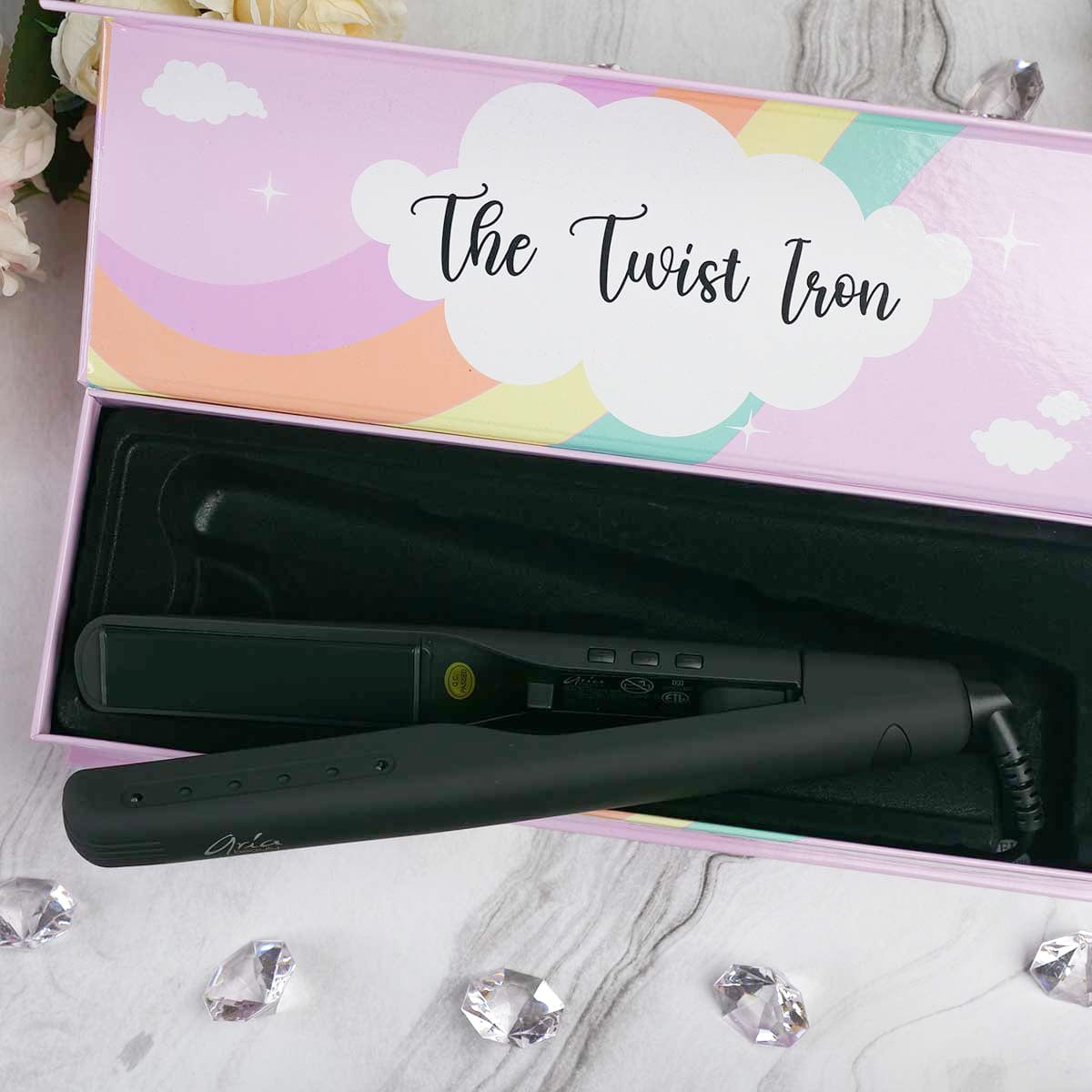 Ariabeauty Hair Straightener - Hair Iron The Twist Black Flat Iron