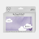 Ariabeauty Hair Styling Accessories Luxury Satin Pillowcase, Sleep Mask, & Scrunchie Set